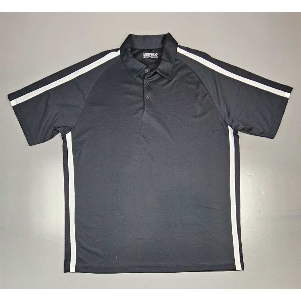 Nike Golf Polo Shirt Mens XL. Dri-Fit Black White Striped Sleeve Performance
